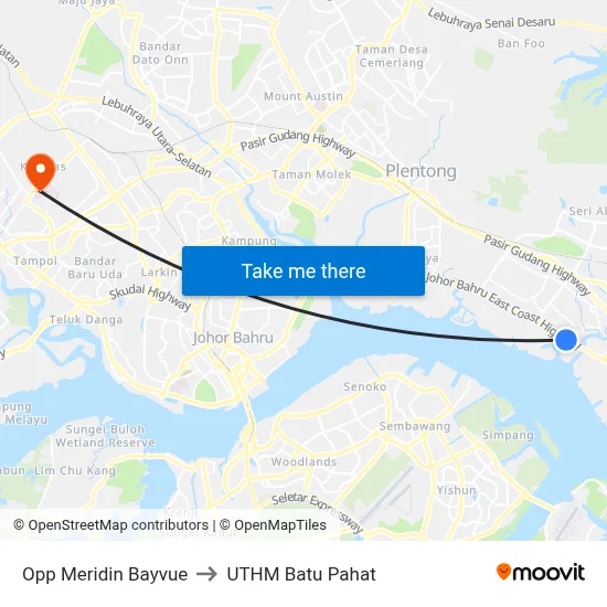 Opp Meridin Bayvue to UTHM Batu Pahat map