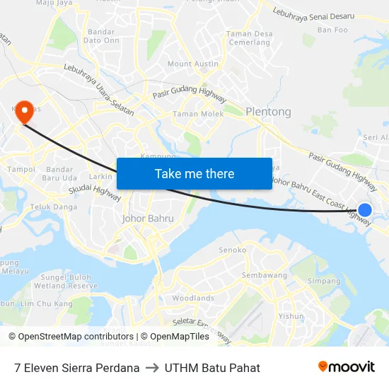 7 Eleven Sierra Perdana to UTHM Batu Pahat map