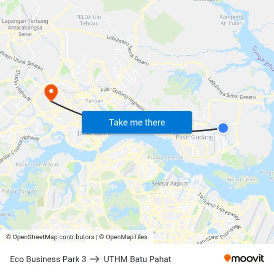 Eco Business Park 3 to UTHM Batu Pahat map