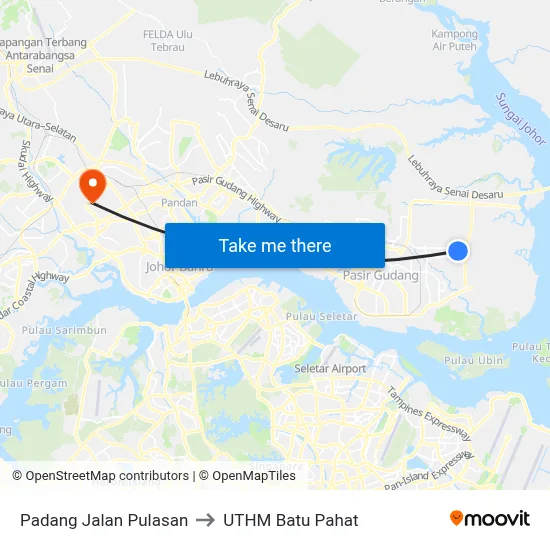 Padang Jalan Pulasan to UTHM Batu Pahat map