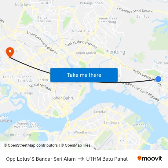 Opp Lotus`S Bandar Seri Alam to UTHM Batu Pahat map