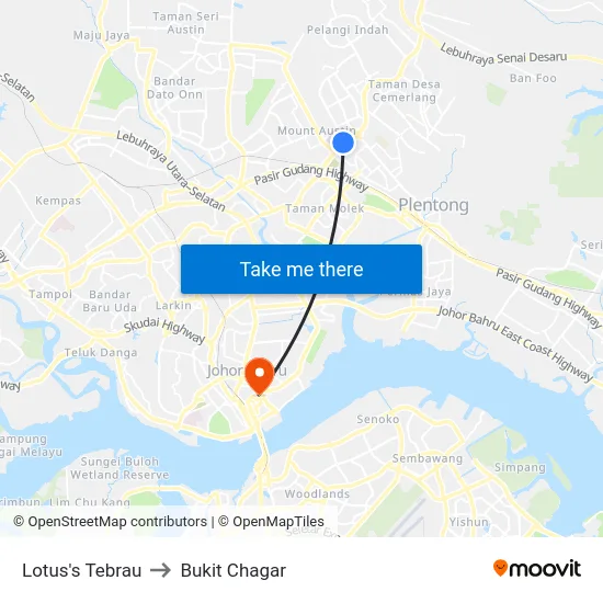 Lotus's Tebrau to Bukit Chagar map