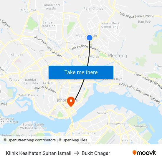 Klinik Kesihatan Sultan Ismail to Bukit Chagar map