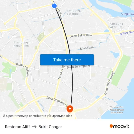 Restoran Aliff to Bukit Chagar map