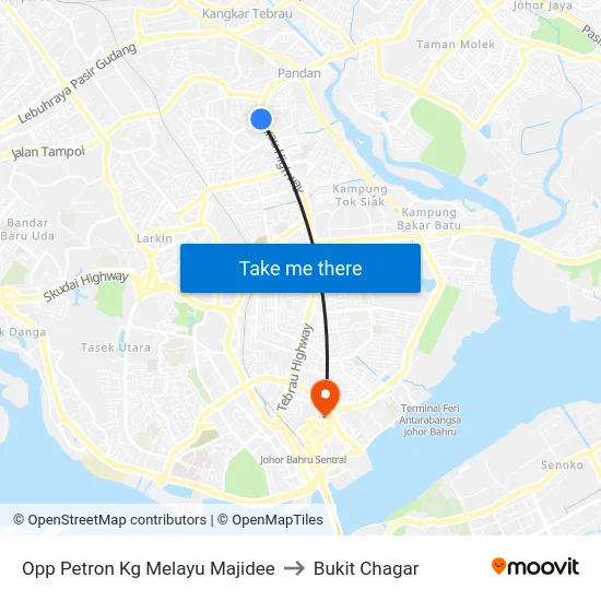 Opp Petron Kg Melayu Majidee to Bukit Chagar map
