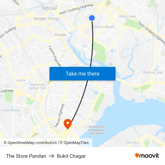 The Store Pandan to Bukit Chagar map