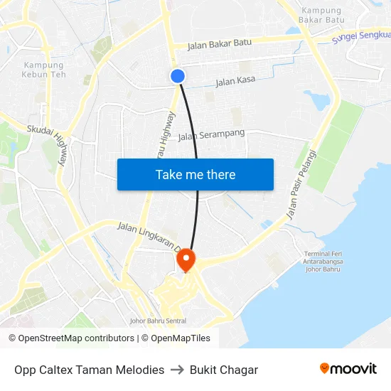 Opp Caltex Taman Melodies to Bukit Chagar map