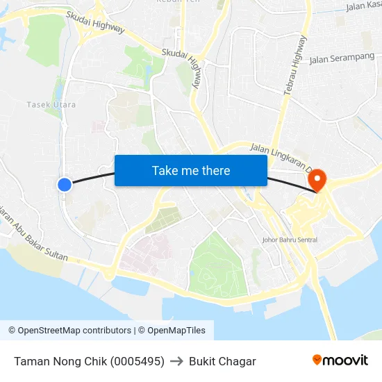 Taman Nong Chik (0005495) to Bukit Chagar map