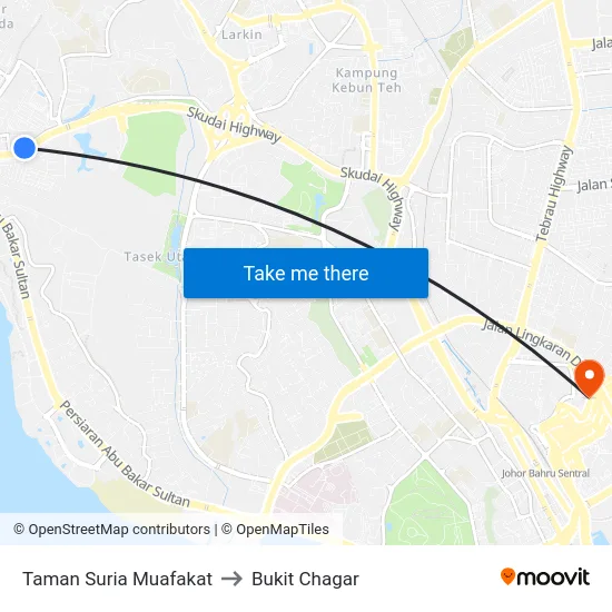 Taman Suria Muafakat to Bukit Chagar map