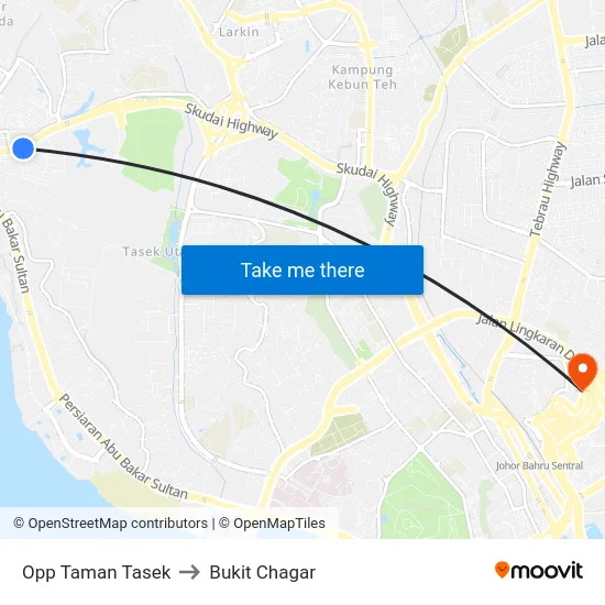 Opp Taman Tasek to Bukit Chagar map