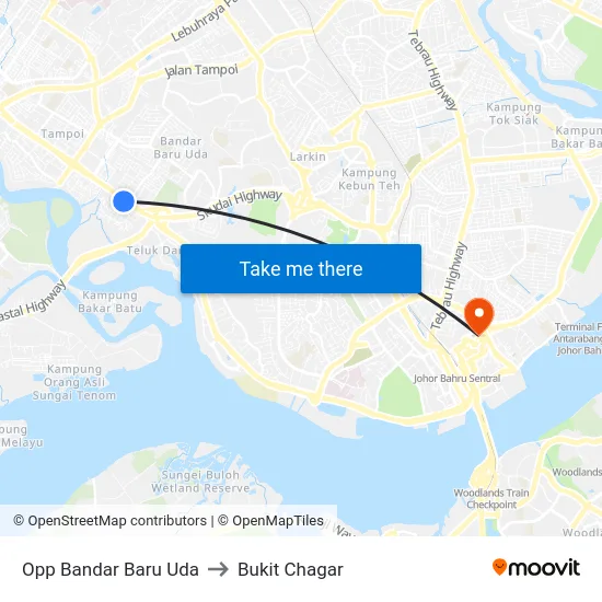 Opp Bandar Baru Uda to Bukit Chagar map