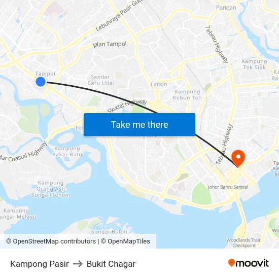 Kampong Pasir to Bukit Chagar map