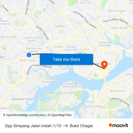 Opp Simpang Jalan Indah 1/10 to Bukit Chagar map