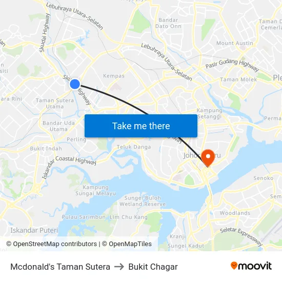 Mcdonald's Taman Sutera to Bukit Chagar map