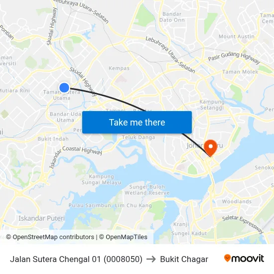 Jalan Sutera Chengal 01 (0008050) to Bukit Chagar map