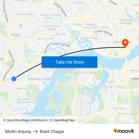 Mydin Anjung to Bukit Chagar map