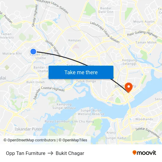 Opp Tan Furniture to Bukit Chagar map
