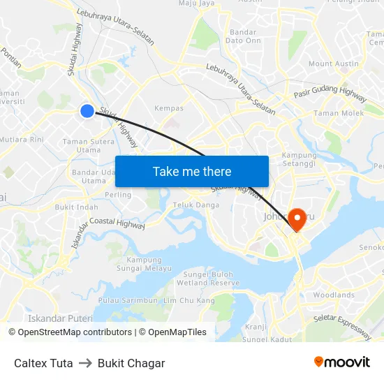 Caltex Tuta to Bukit Chagar map