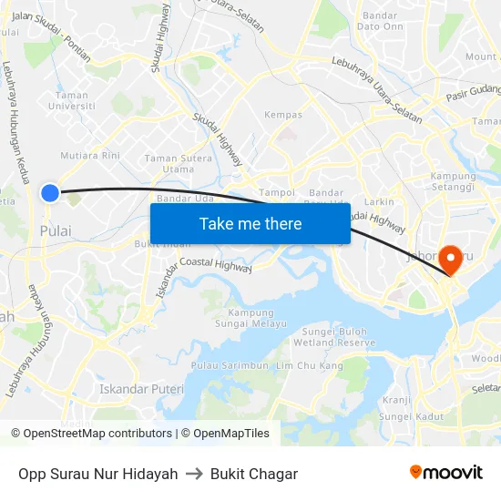 Opp Surau Nur Hidayah to Bukit Chagar map