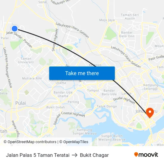 Jalan Palas 5 Taman Teratai to Bukit Chagar map