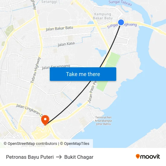 Petronas Bayu Puteri to Bukit Chagar map