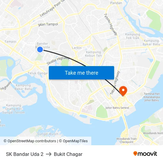 SK Bandar Uda 2 to Bukit Chagar map