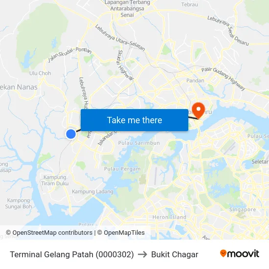 Terminal Gelang Patah (0000302) to Bukit Chagar map