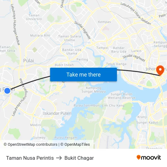 Taman Nusa Perintis to Bukit Chagar map
