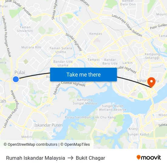 Rumah Iskandar Malaysia to Bukit Chagar map