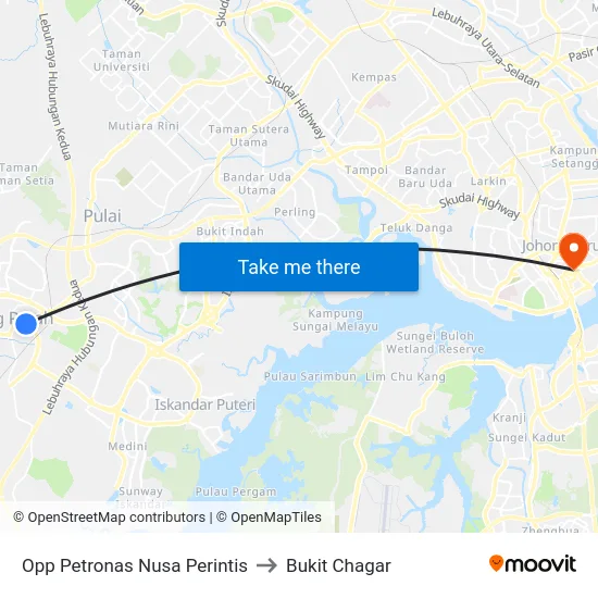 Opp Petronas Nusa Perintis to Bukit Chagar map