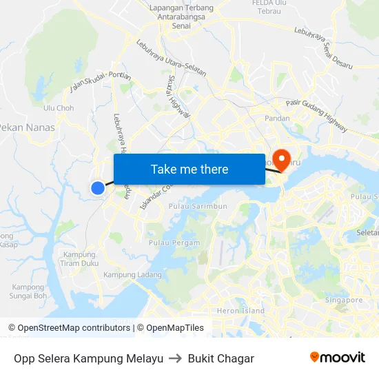 Opp Selera Kampung Melayu to Bukit Chagar map