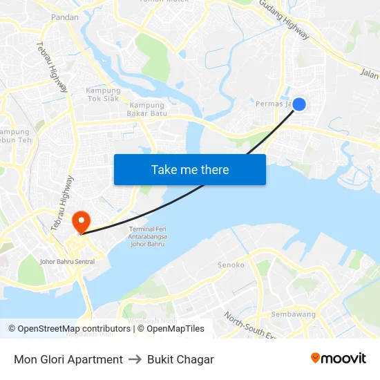 Mon Glori Apartment to Bukit Chagar map