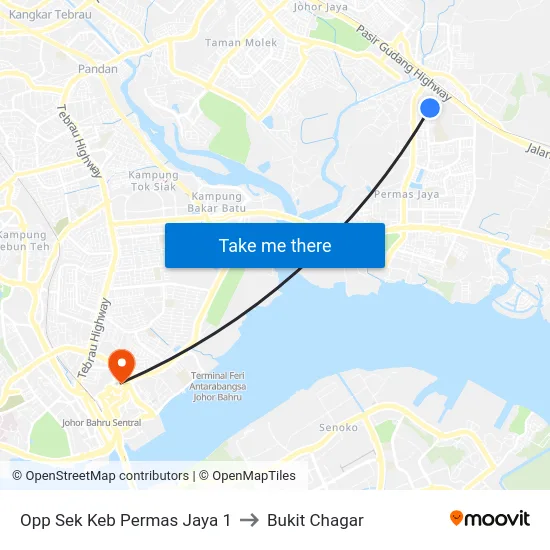 Opp Sek Keb Permas Jaya 1 to Bukit Chagar map