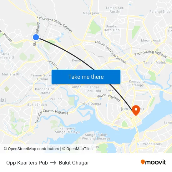 Opp Kuarters Pub to Bukit Chagar map