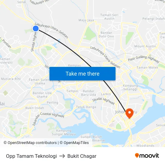 Opp Tamam Teknologi to Bukit Chagar map