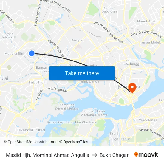 Masjid Hjh. Mominbi Ahmad Angullia to Bukit Chagar map