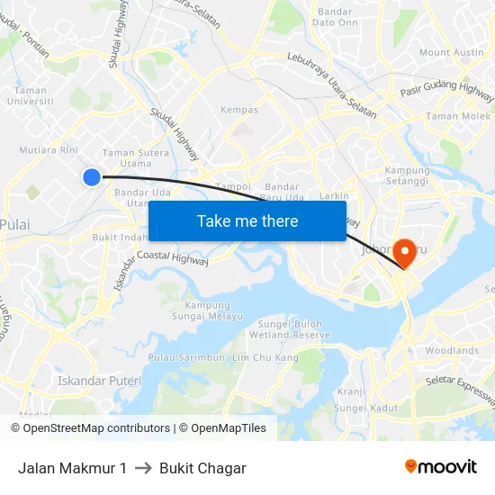 Jalan Makmur 1 to Bukit Chagar map