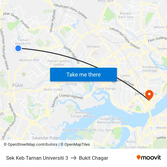 Sek Keb Taman Universiti 3 to Bukit Chagar map