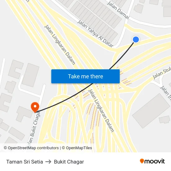 Taman Sri Setia to Bukit Chagar map