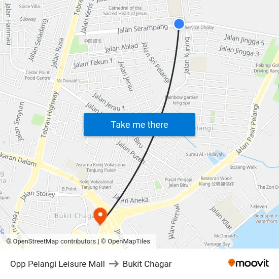 Opp Pelangi Leisure Mall to Bukit Chagar map