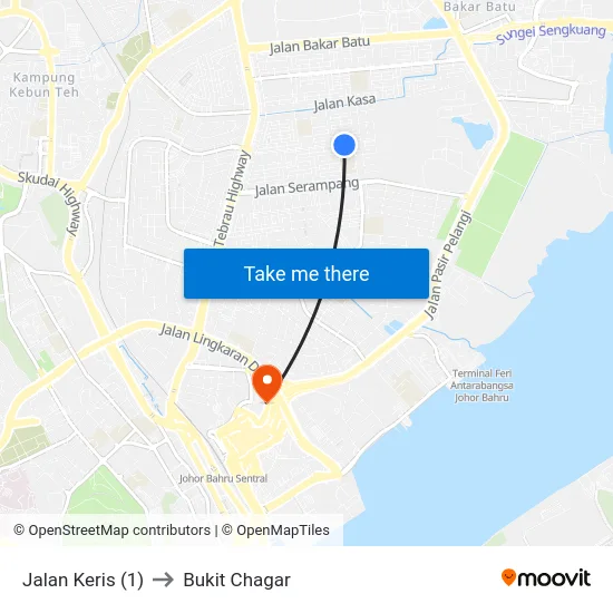 Jalan Keris (1) to Bukit Chagar map