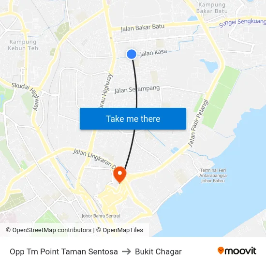 Opp Tm Point Taman Sentosa to Bukit Chagar map