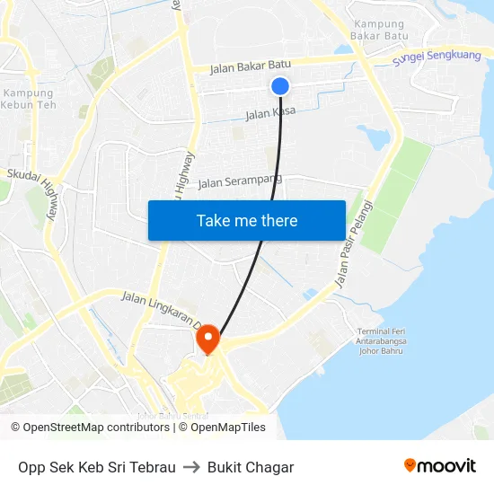 Opp Sek Keb Sri Tebrau to Bukit Chagar map