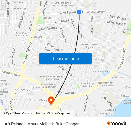Aft Pelangi Leisure Mall to Bukit Chagar map