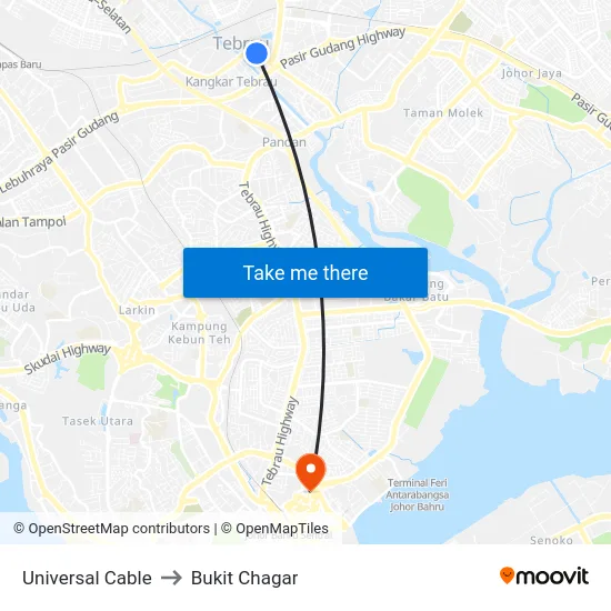 Universal Cable to Bukit Chagar map