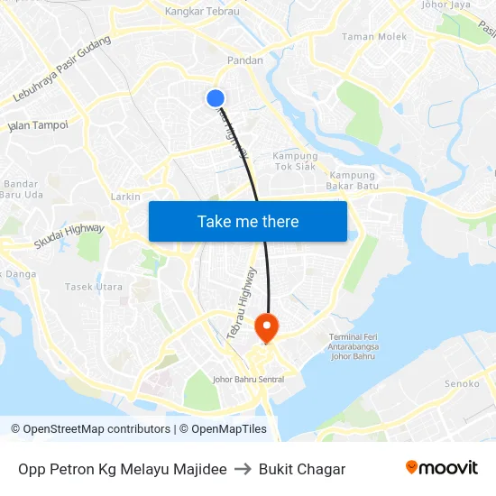 Opp Petron Kg Melayu Majidee to Bukit Chagar map