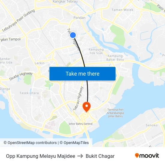 Opp Kampung Melayu Majidee to Bukit Chagar map