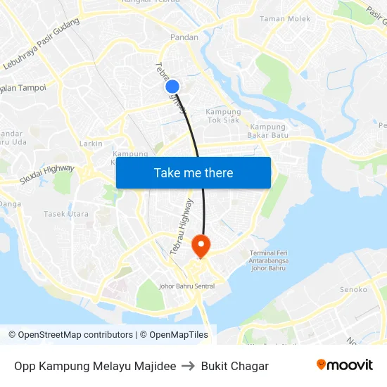 Opp Kampung Melayu Majidee to Bukit Chagar map