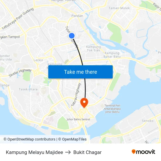 Kampung Melayu Majidee to Bukit Chagar map