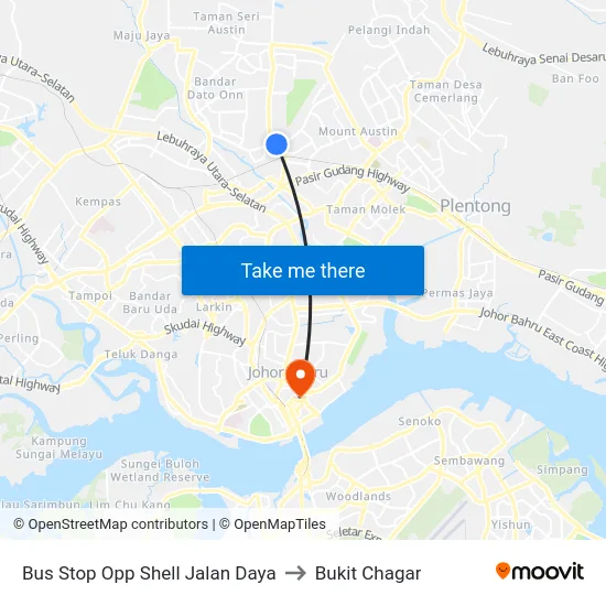 Bus Stop Opp Shell Jalan Daya to Bukit Chagar map